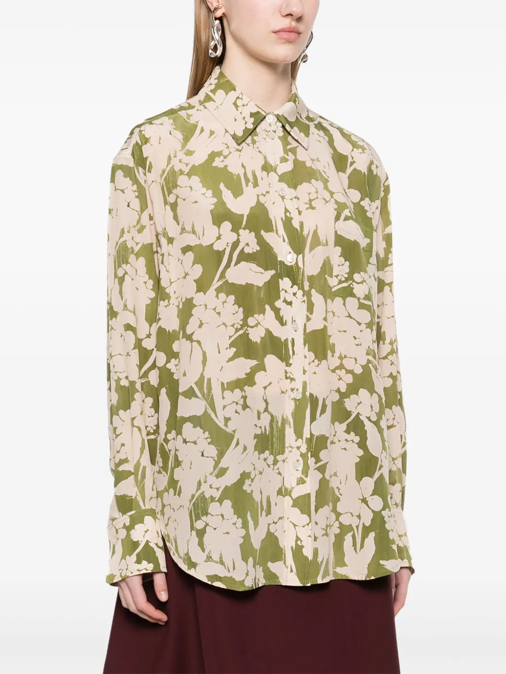 Shop Victoria Beckham Floral-print Shirt In Green