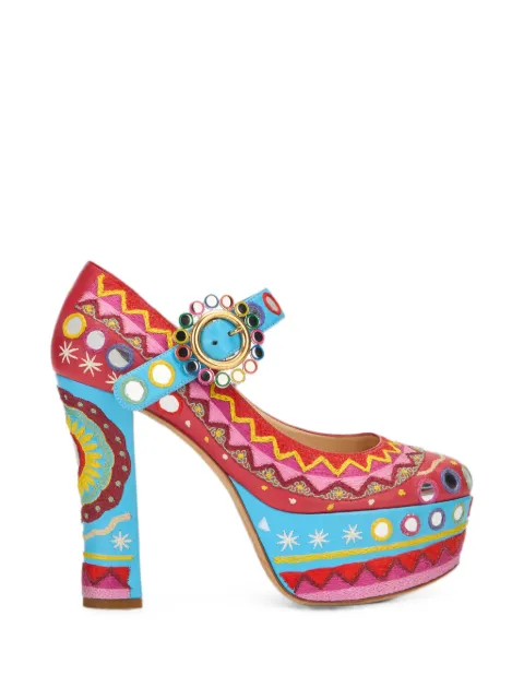 Moschino embroidered mirror-embellished platform pumps