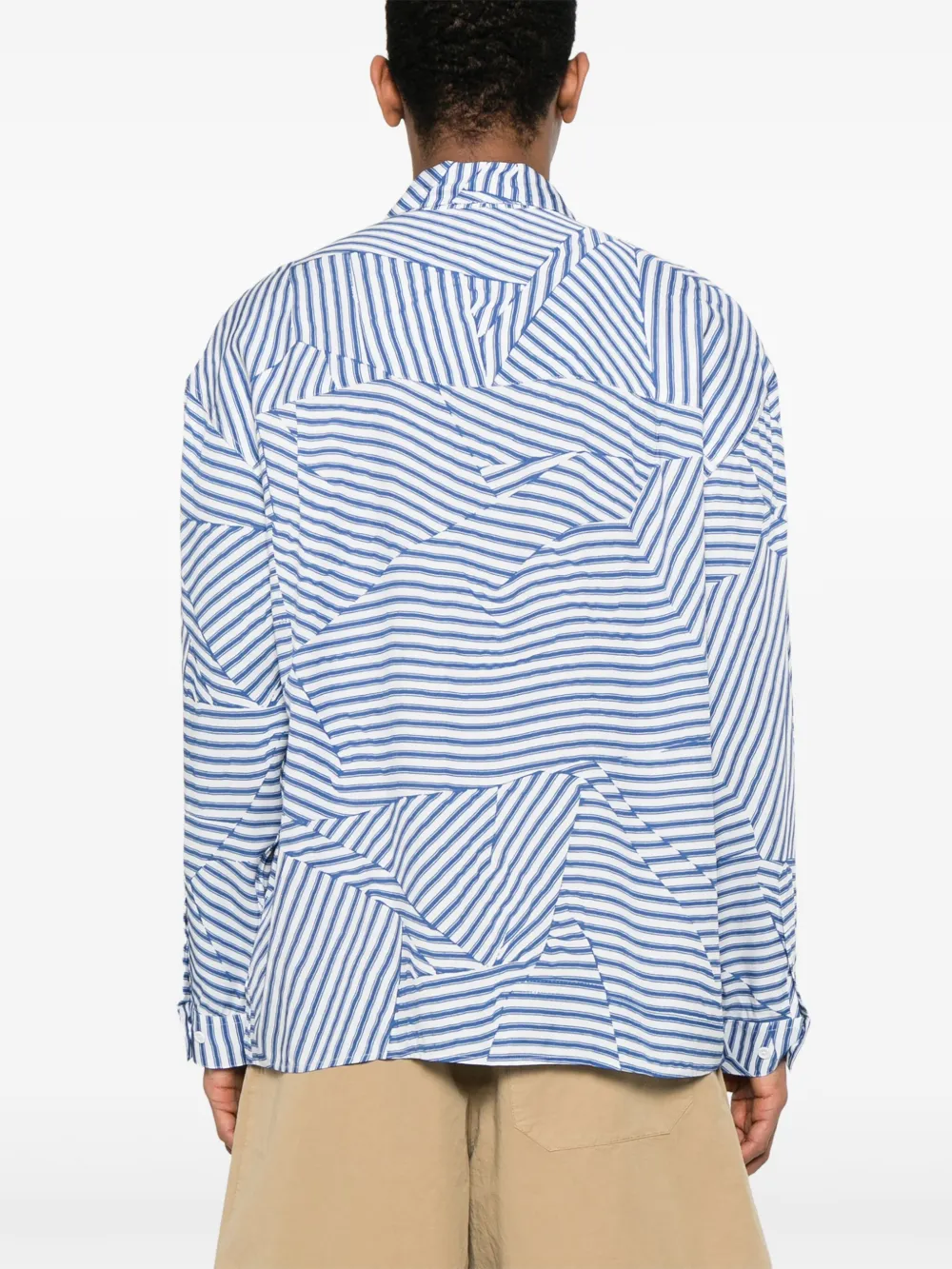 YMC Gestreept overhemd Blauw
