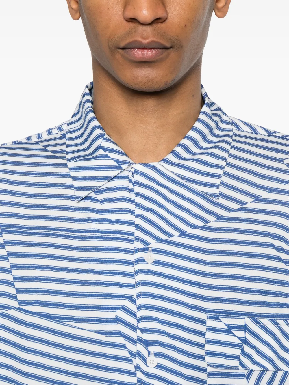 YMC Gestreept overhemd Blauw