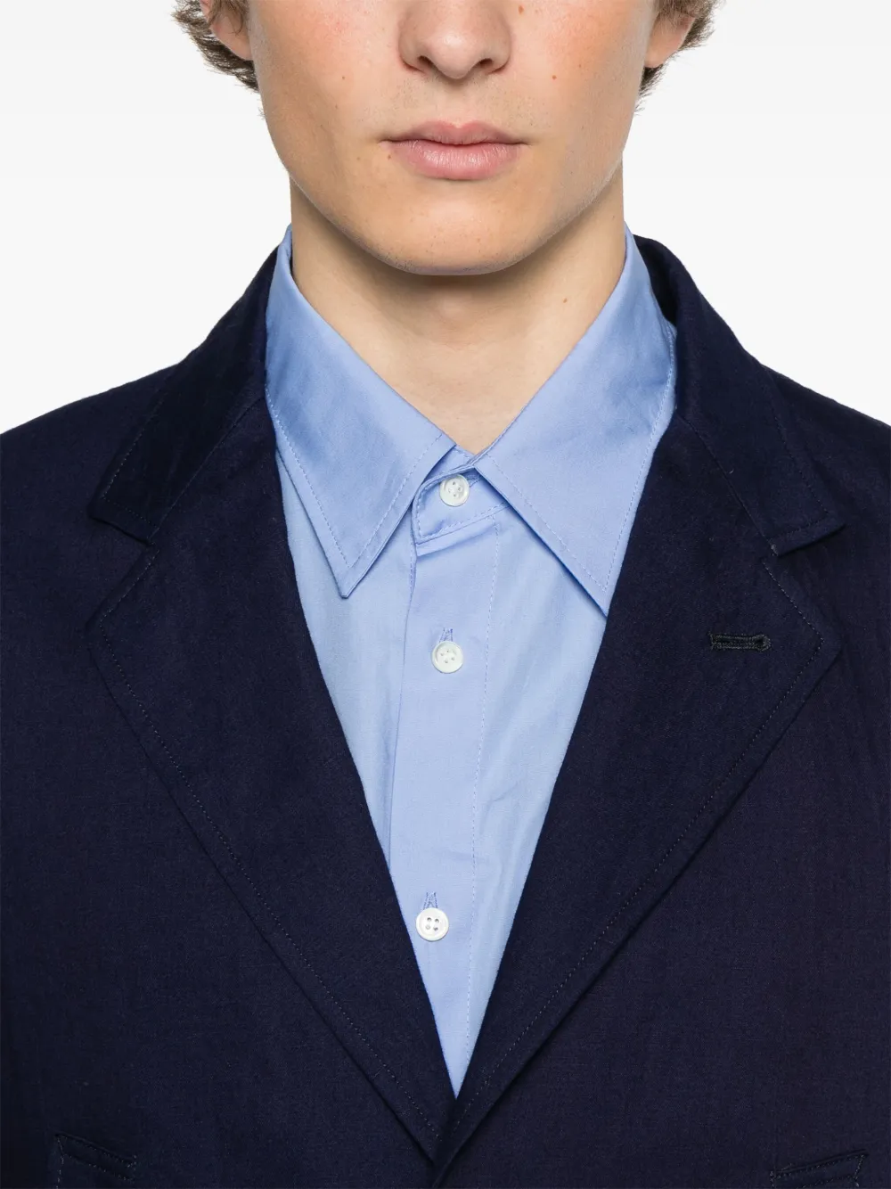 Yohji Yamamoto Blazer met enkele rij knopen Blauw