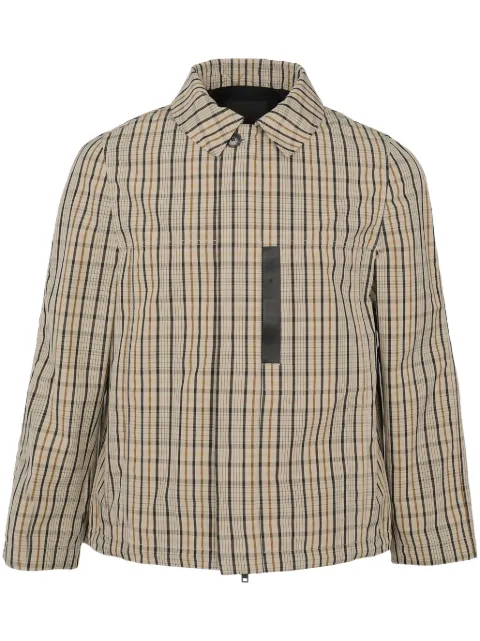 Yves Salomon check-pattern leather-detail jacket 