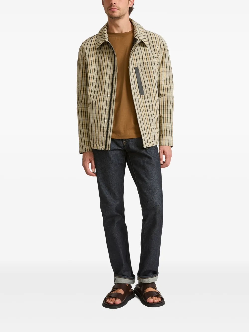 Yves Salomon check-pattern leather-detail jacket | Shirt Jackets | Image 2