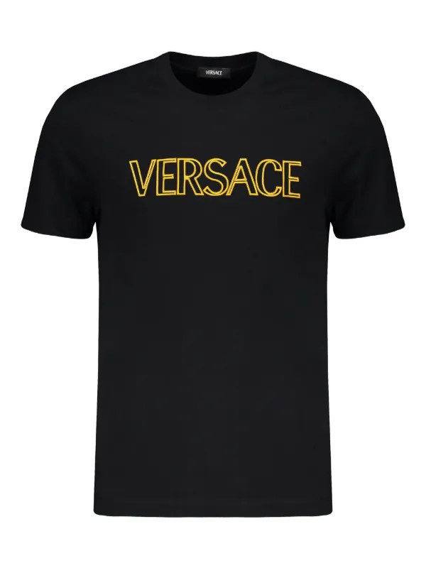 VERSACE ロゴ コットンTシャツ Versace コットン Tシャツ | ブラック | FARFETCH JP