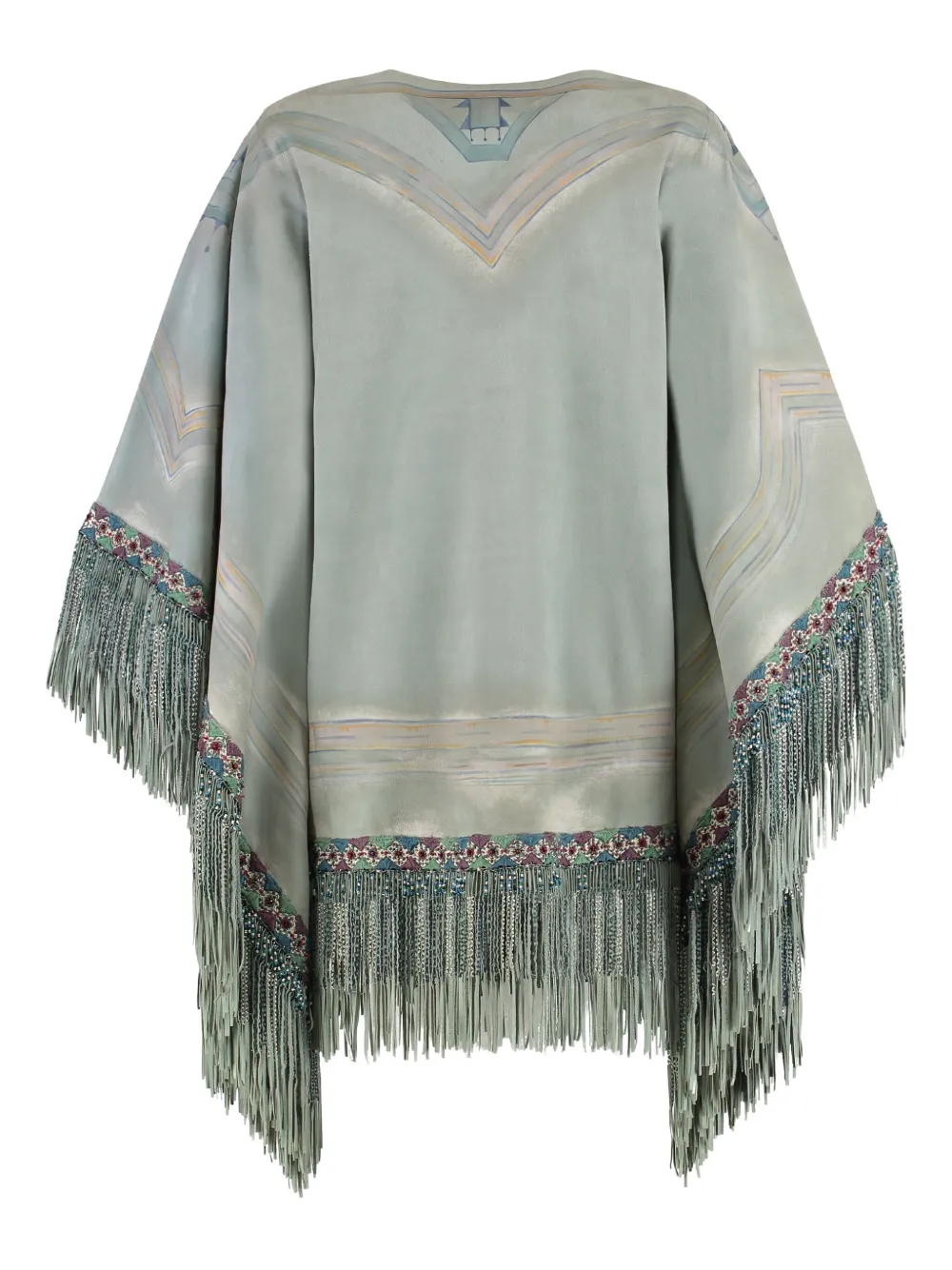 ETRO beaded-fringe poncho | Green | Image 1
