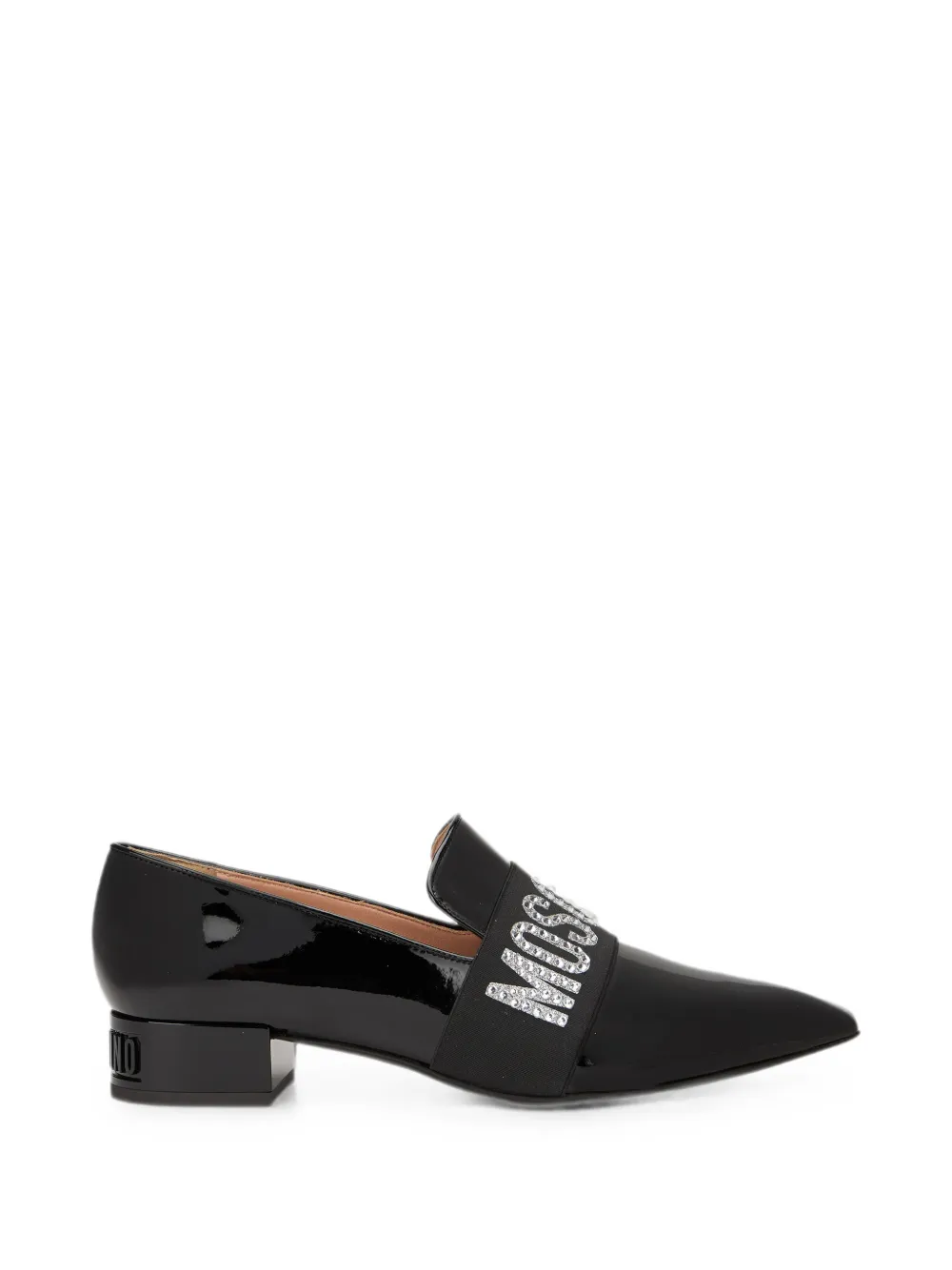 Moschino crystal-embellished logo-plaque pumps - Nero