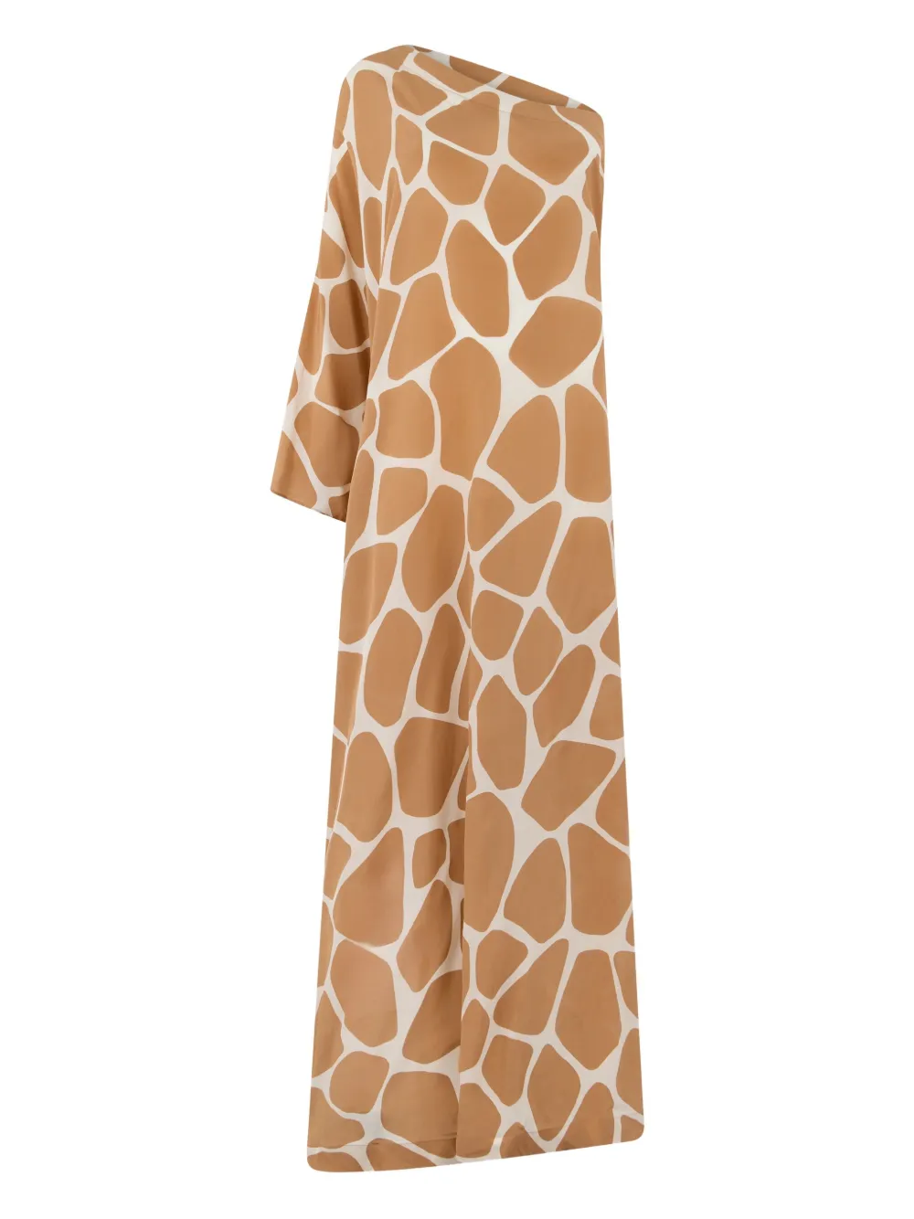 Valentino One-shoulder Print Maxi Dress In Brown