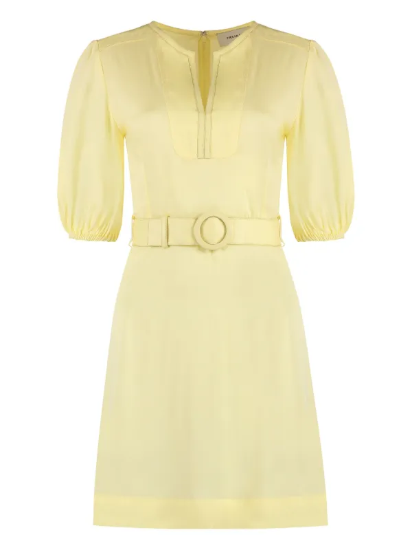 Yves Salomon Belted Dress in Yellow