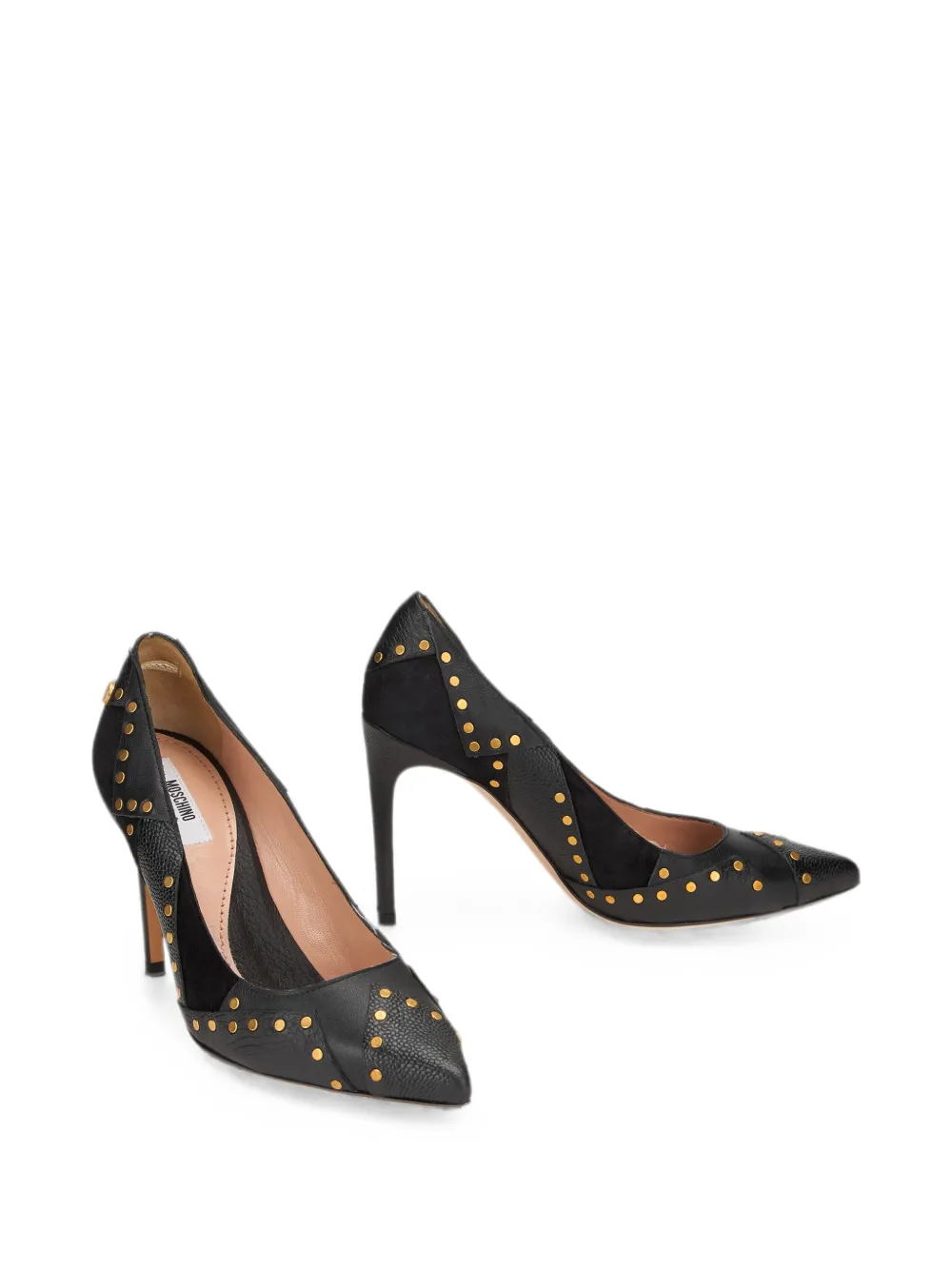 Moschino studded panelled pumps Zwart