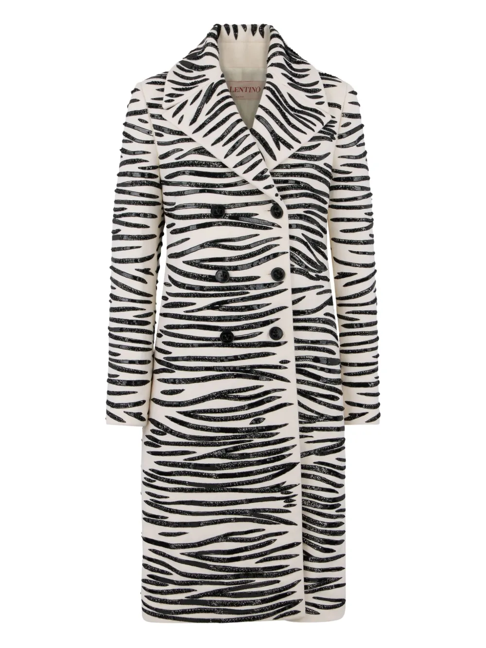 Valentino Garavani zebra-stripe double-breasted coat - ニュートラル Valentino Garavani zebra-stripe double-breasted coat - ニュートラル