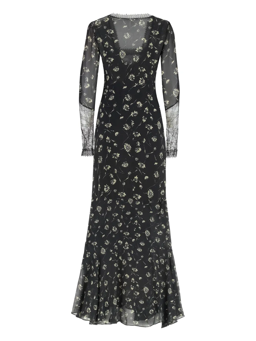 ETRO floral-print lace-trimmed maxi dress - Zwart