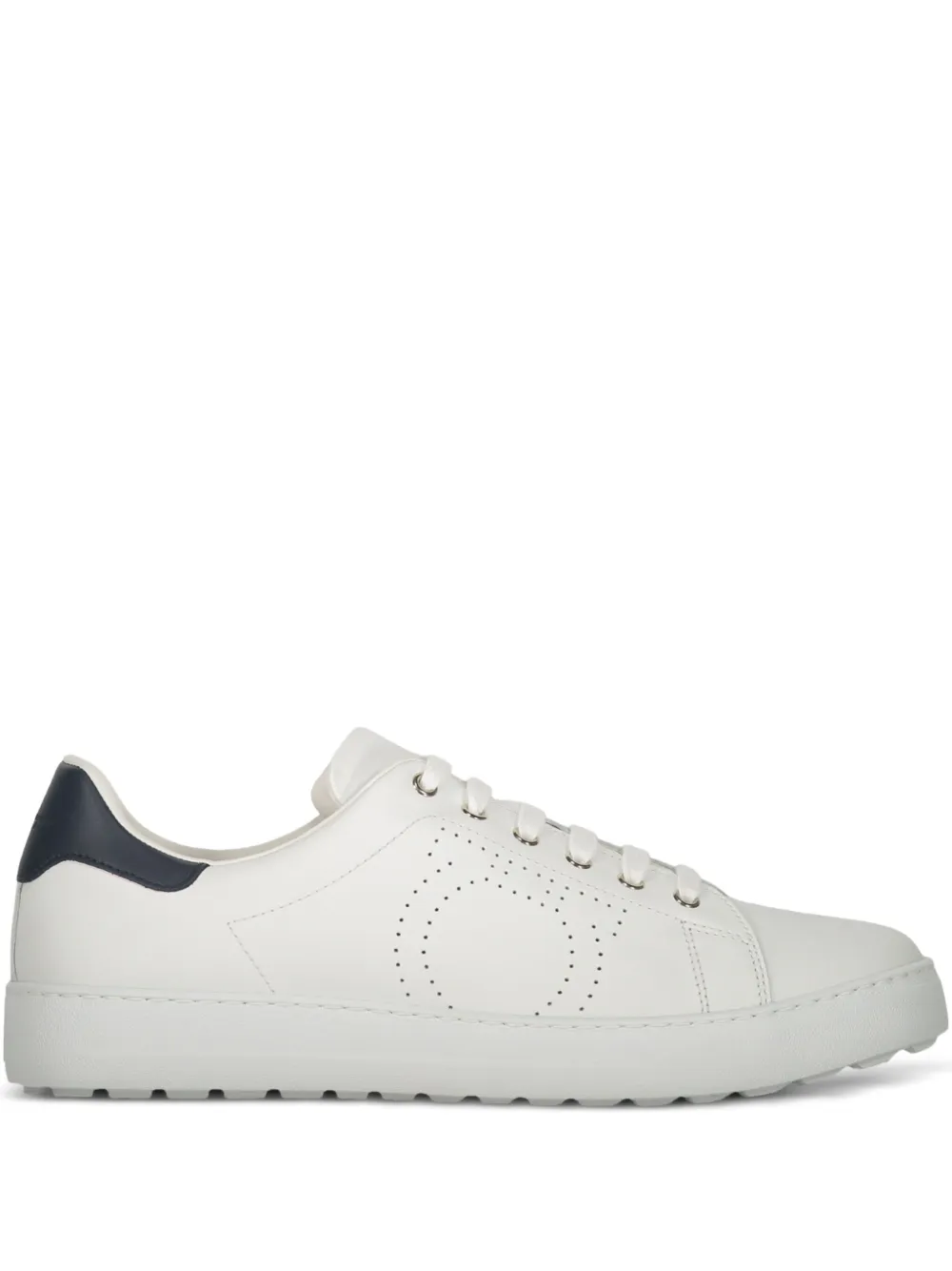 Ferragamo perforated-detail leather trainers White