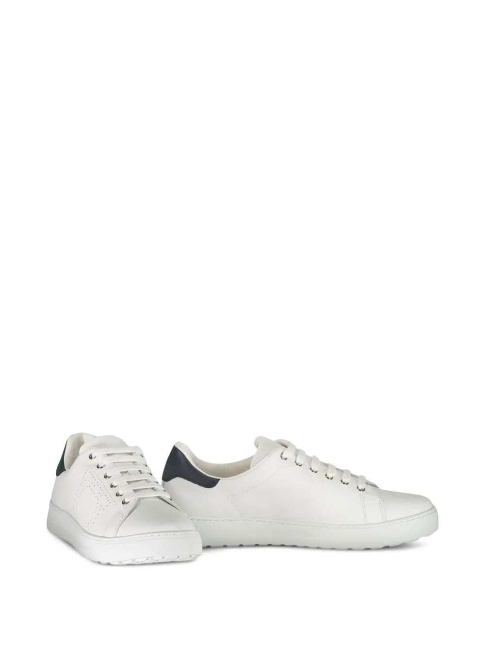 Ferragamo perforated-detail leather trainers White