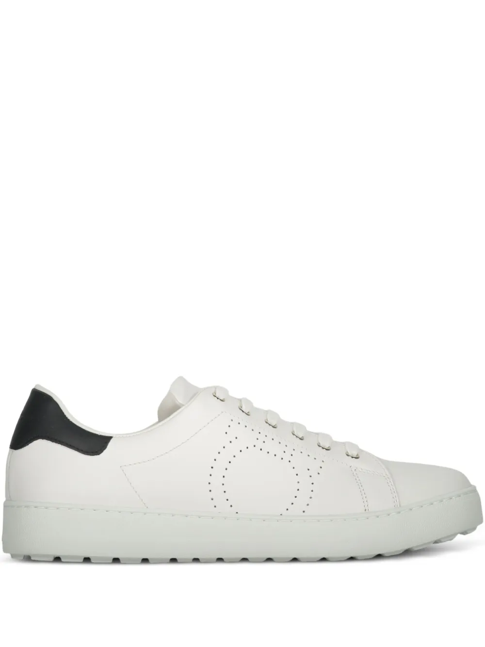 Ferragamo gancini-perforated leather sneakers White