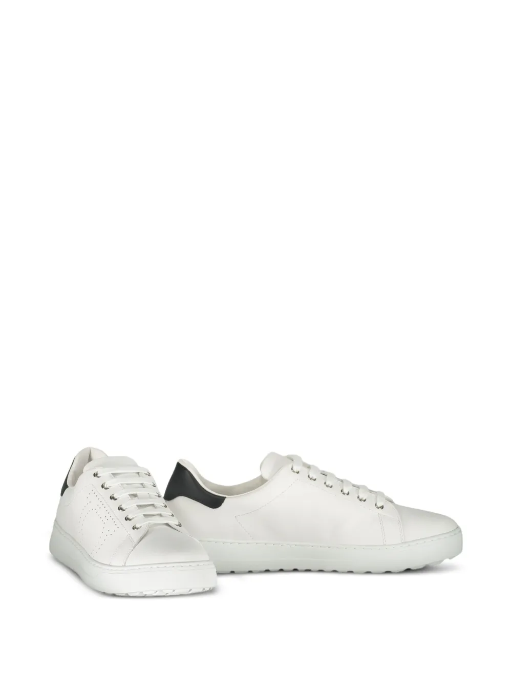 Ferragamo gancini-perforated leather sneakers White