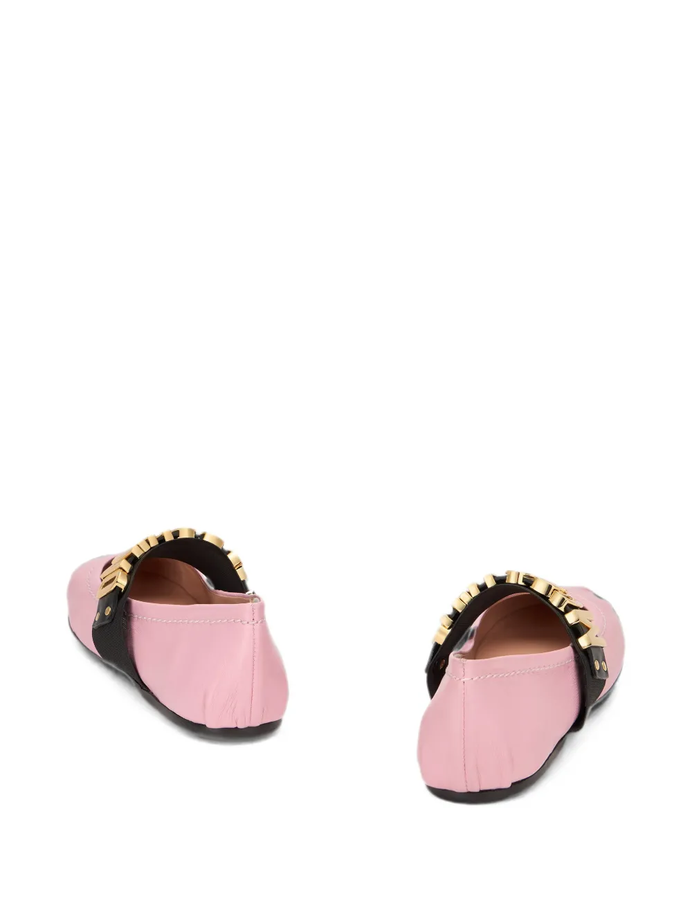 Moschino logo-lettering leather ballet flats Roze