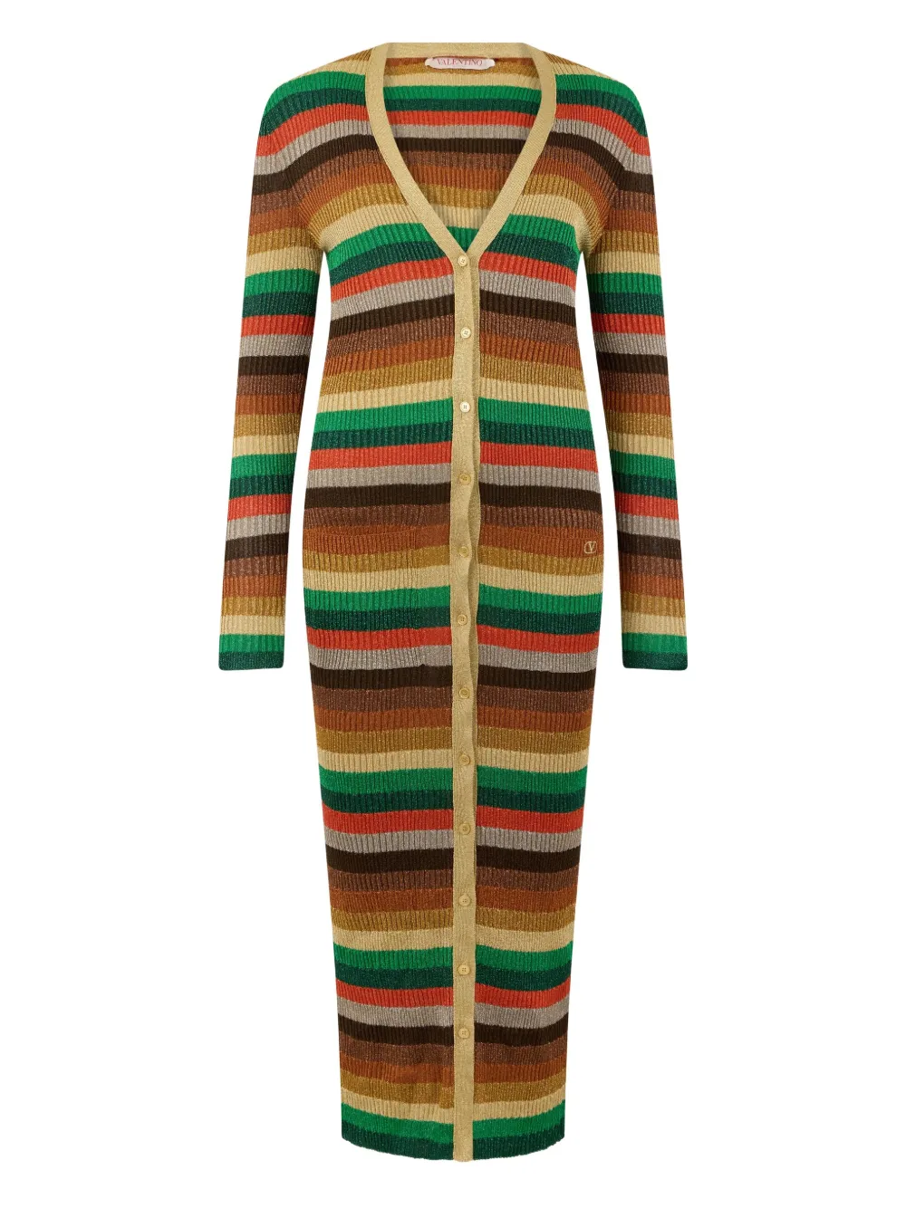 Valentino Striped-pattern Button Cardigan In Multi