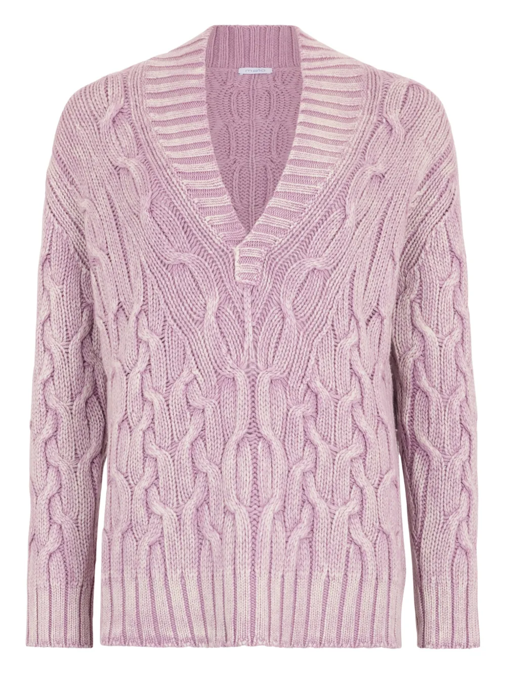 Malo cable-knit V-neck sweater - Viola