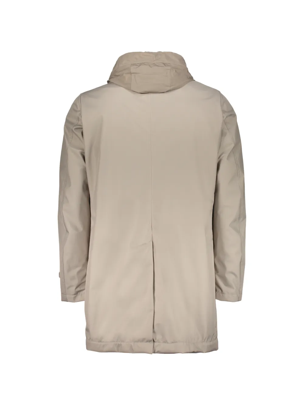 Moorer Jas met enkele rij knopen en capuchon Beige