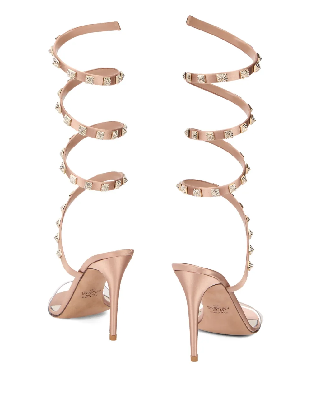Valentino Garavani studded spiral sandals Roze