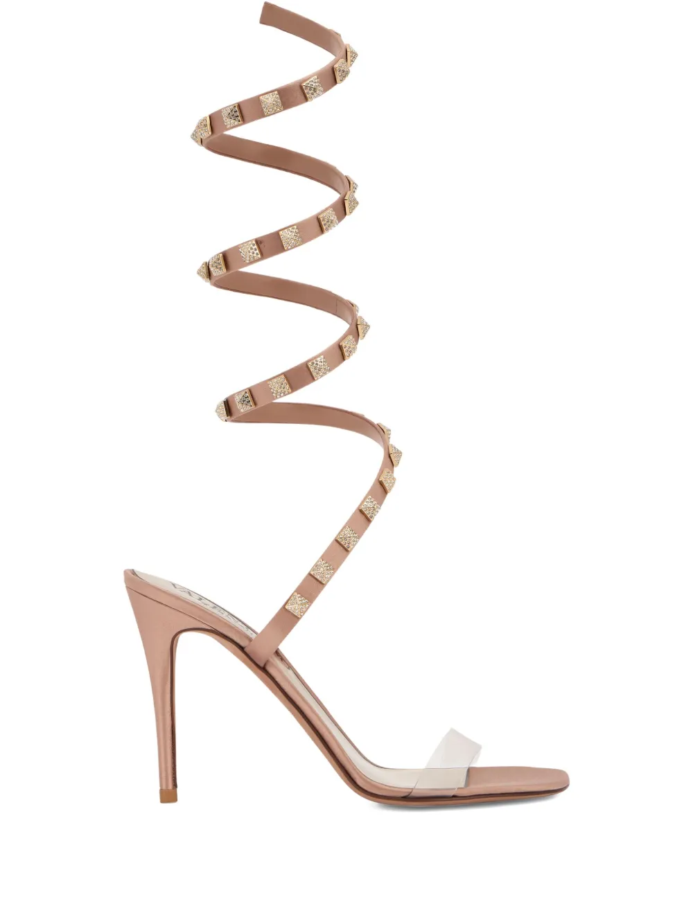 Valentino Garavani Studded Spiral Sandals In Brown
