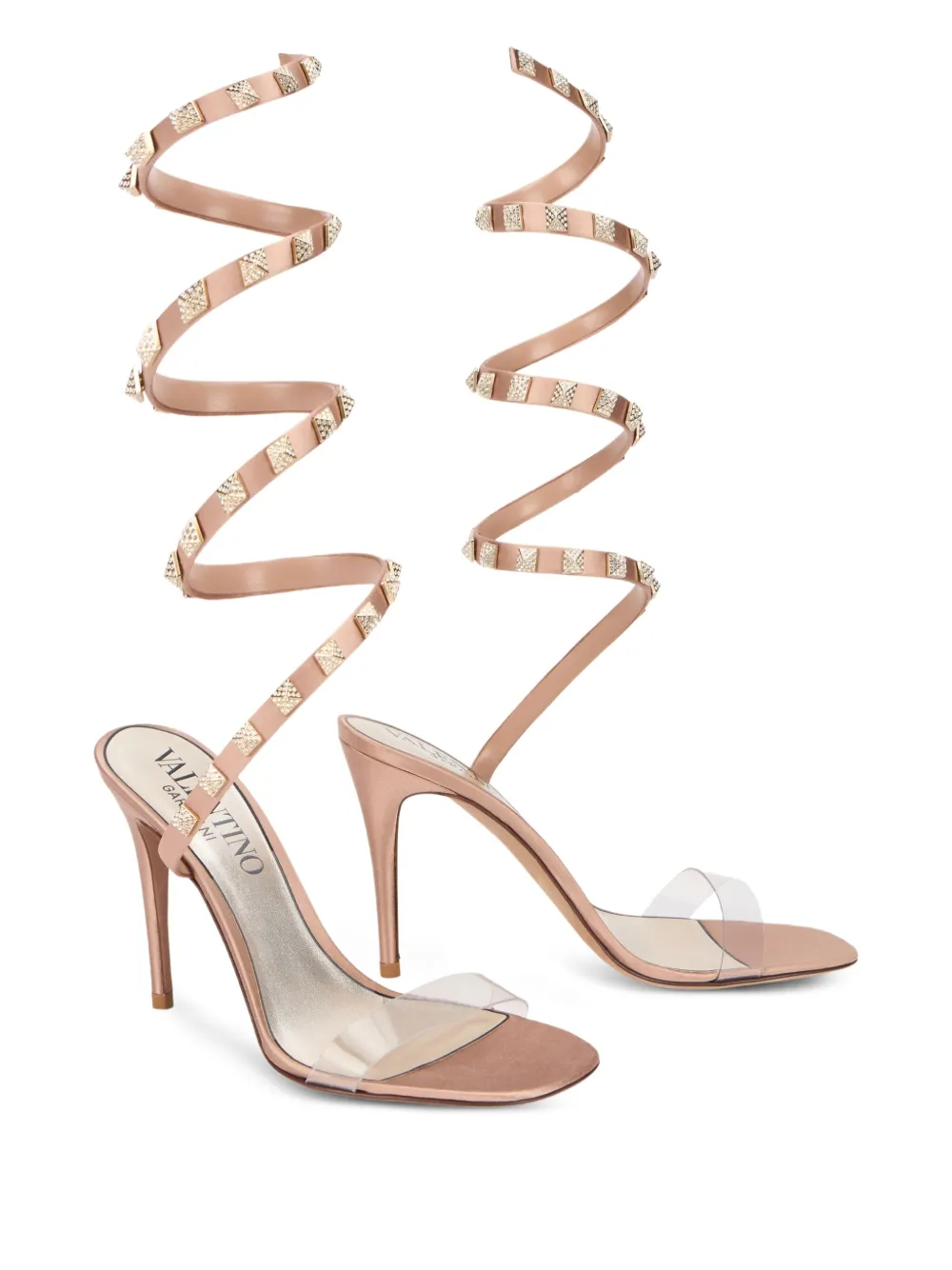 Valentino Garavani studded spiral sandals Roze