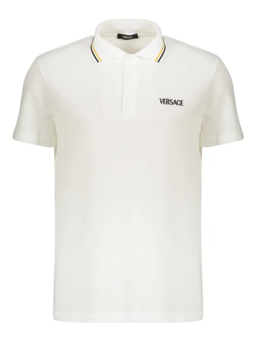 Polo en coton à manches courtes - Versace - Modalova