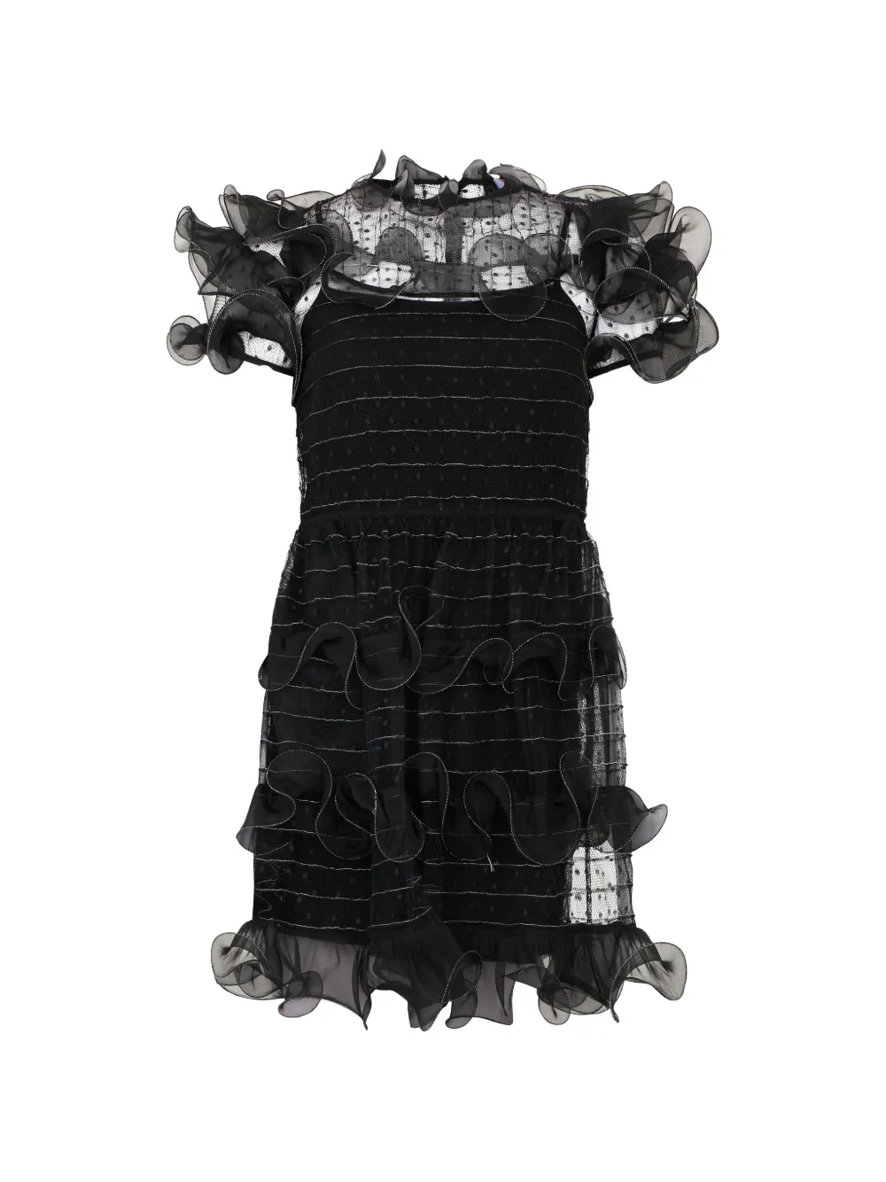 Valentino Garavani ruffled polka-dot mini dress - Nero