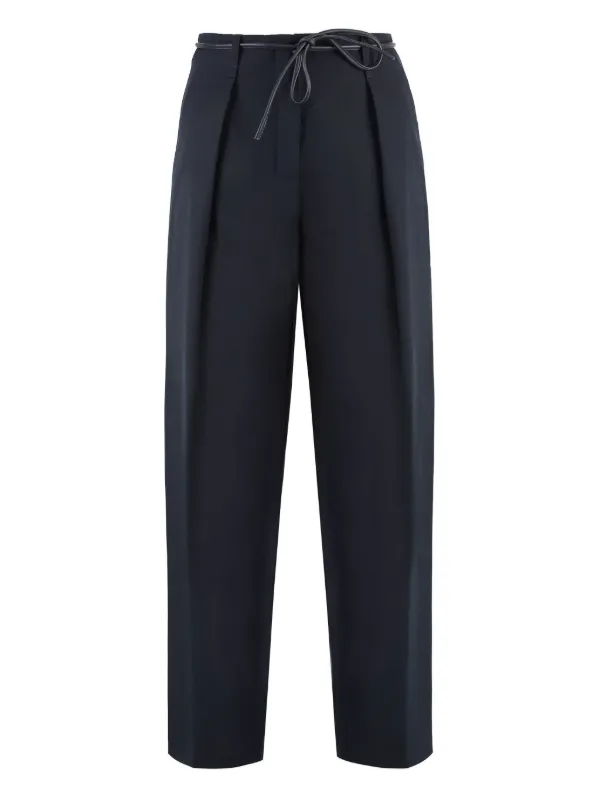 Yves Salomon Belted Trousers in Blue