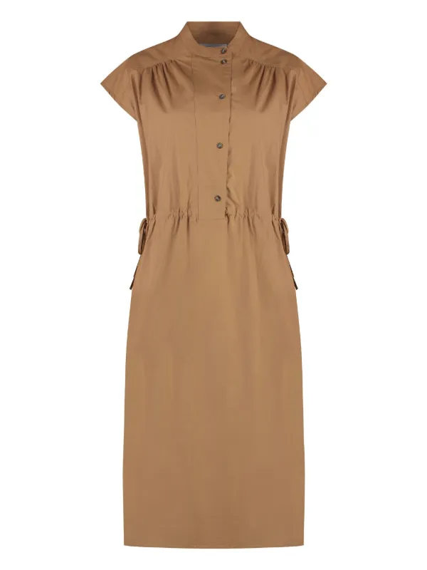 Yves Salomon Poplin Shirt Dress in Brown