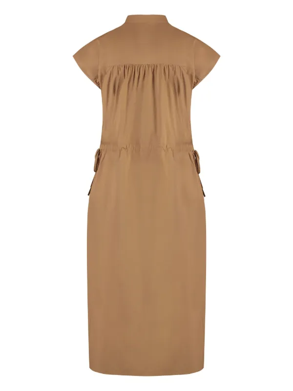 Yves Salomon Poplin Shirt Dress in Brown