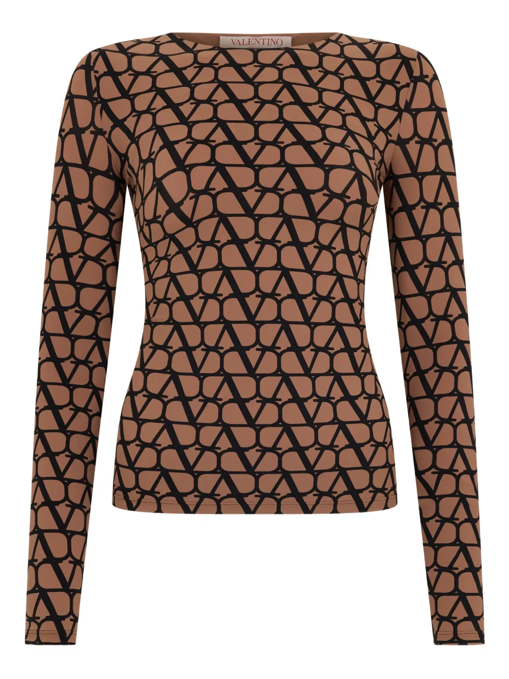 Valentino Garavani monogram-print long-sleeve top - Braun