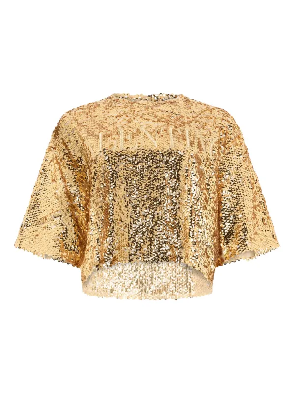 Valentino Garavani Sequin-embellished T-shirt in Gold