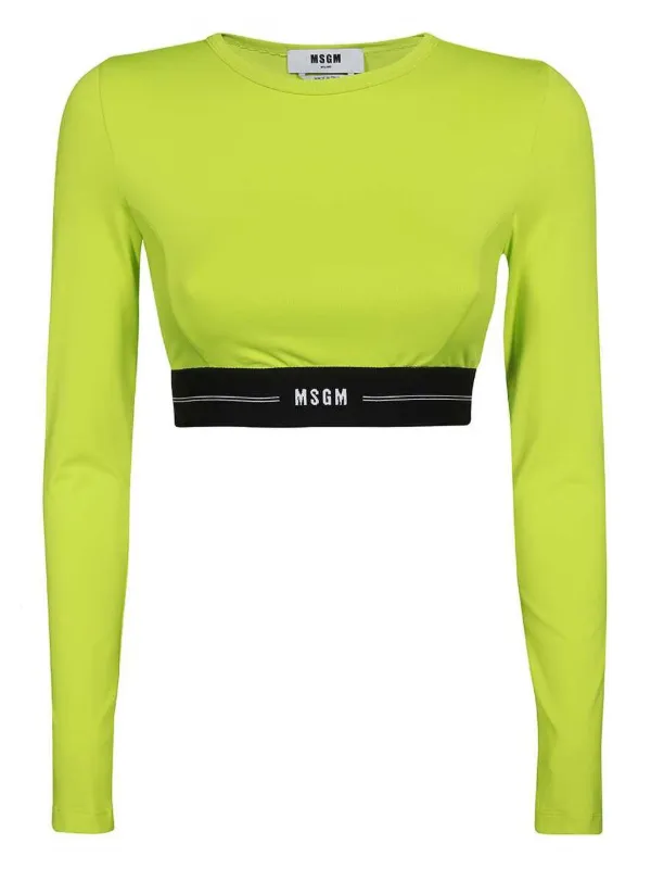 MSGM  クロップドＴシャツ MSGM クロップド Tシャツ | グリーン | FARFETCH JP