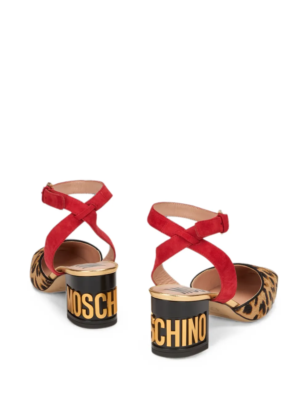 Moschino leopard-print logo-plaque pumps Bruin
