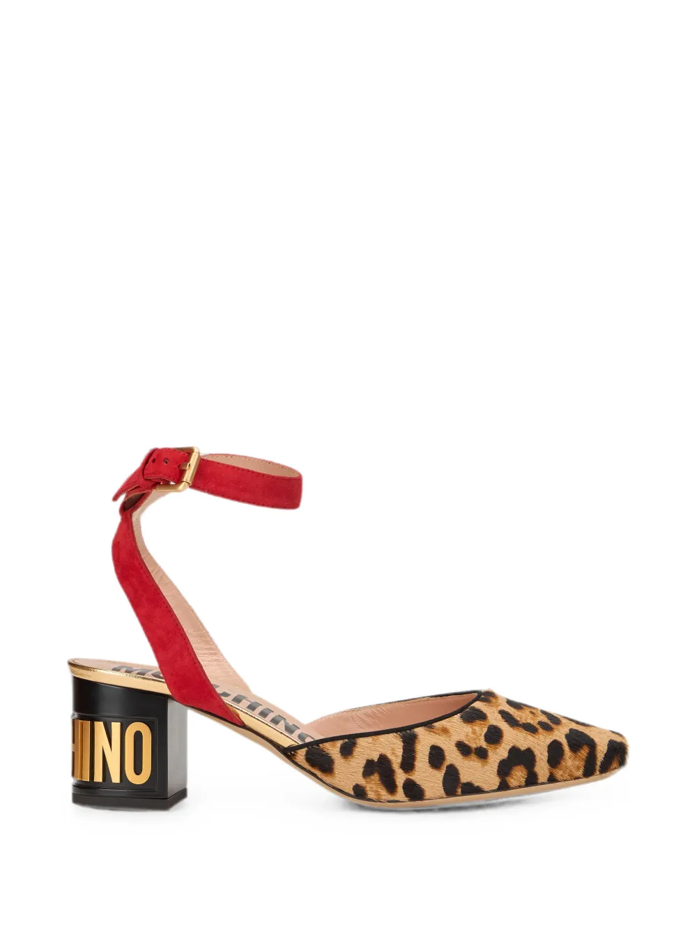 Moschino leopard-print logo-plaque pumps - Braun