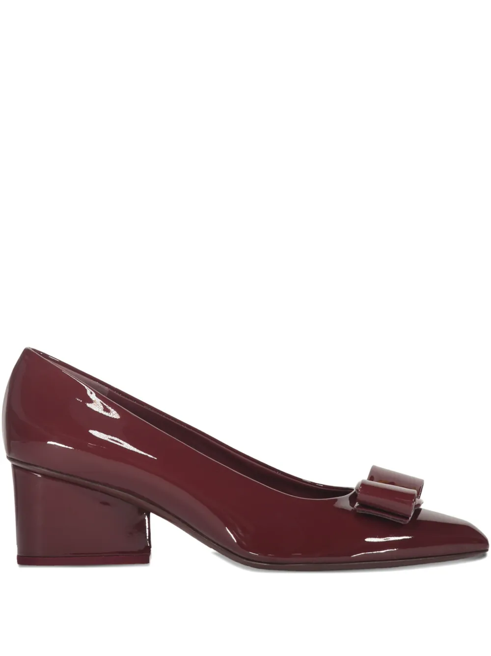 Ferragamo Vera bow-detail block-heel pumps Red