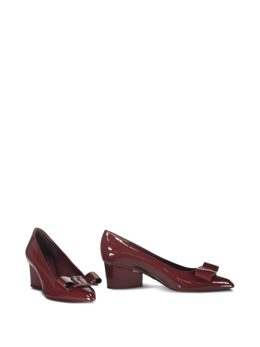 Ferragamo Vera bow-detail block-heel pumps Red