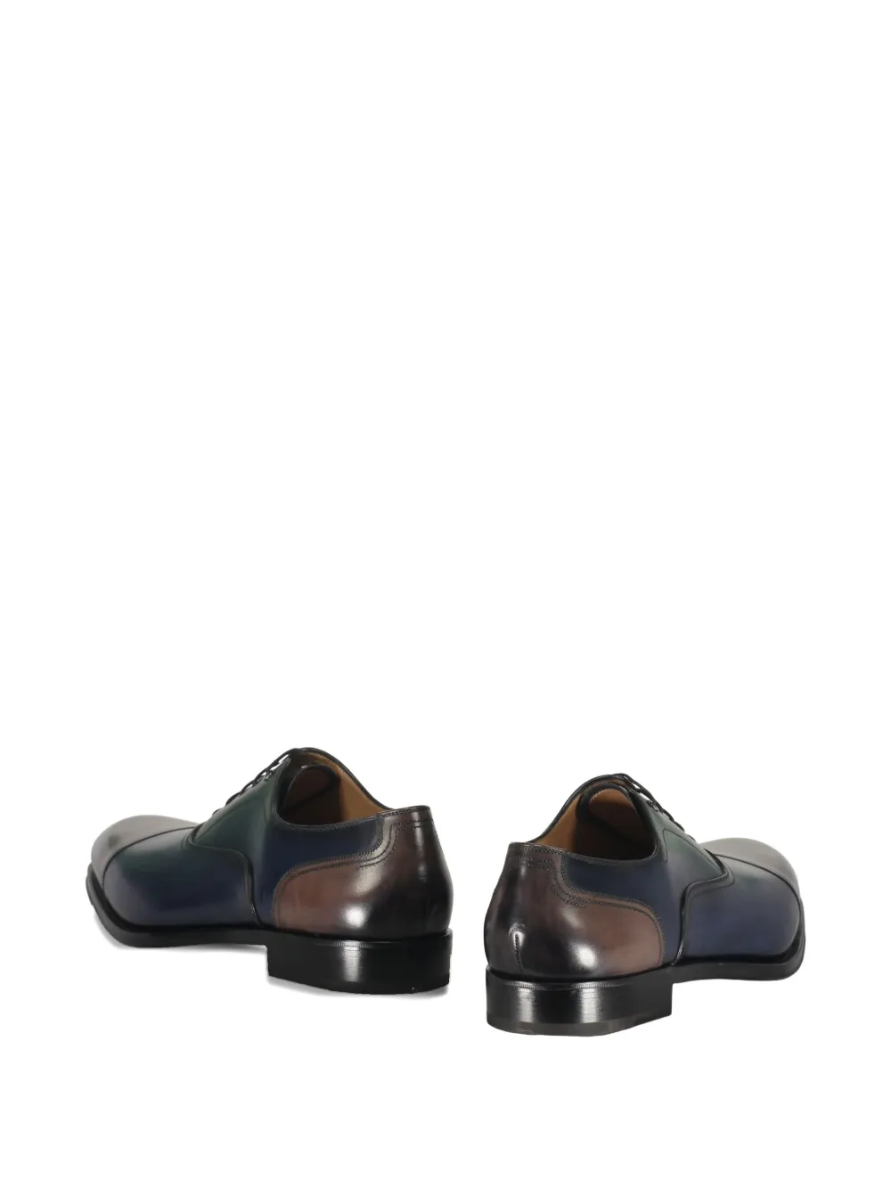 Ferragamo Leather Panelled Shoes In Black