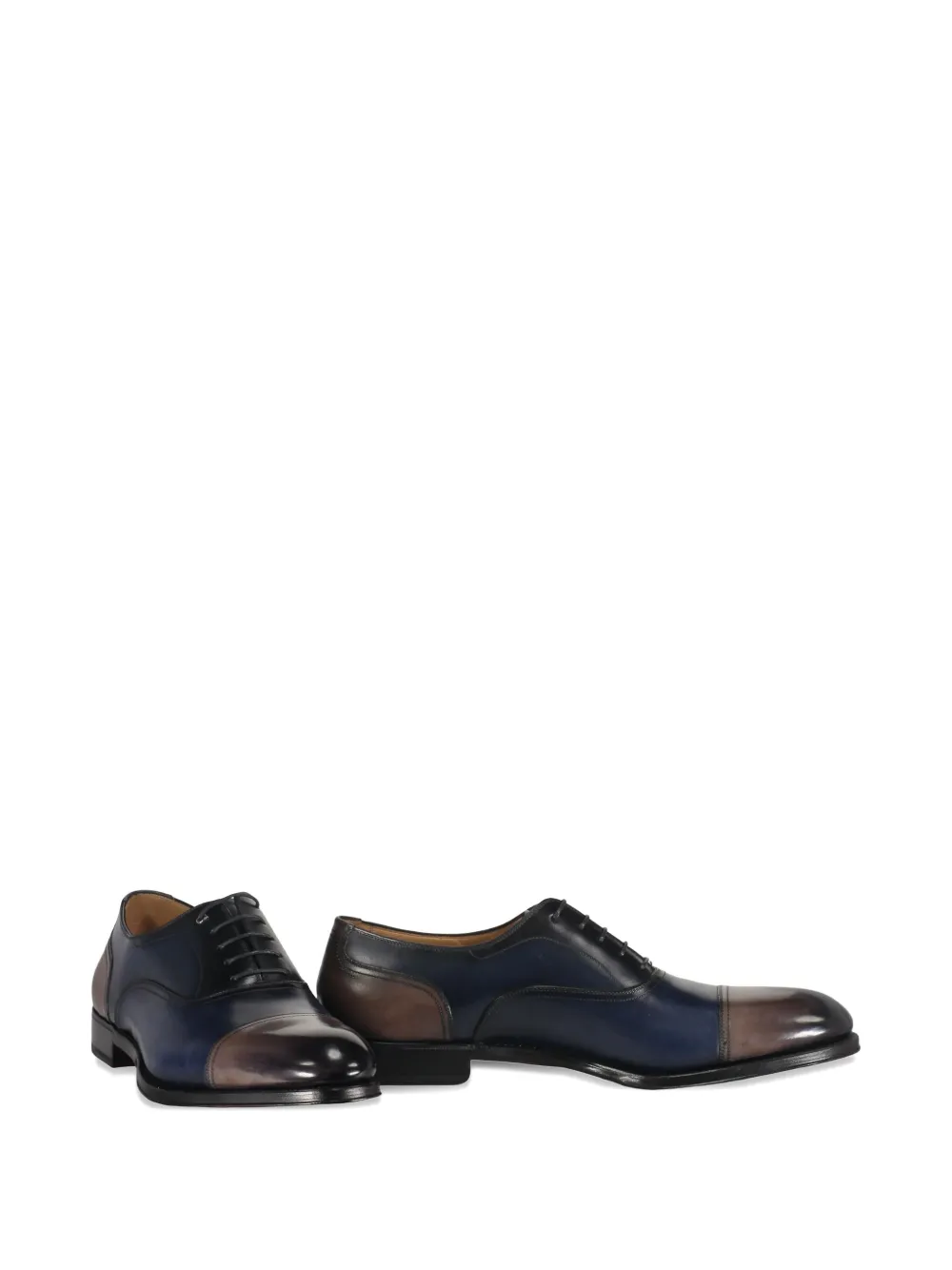 Ferragamo leather panelled shoes Black