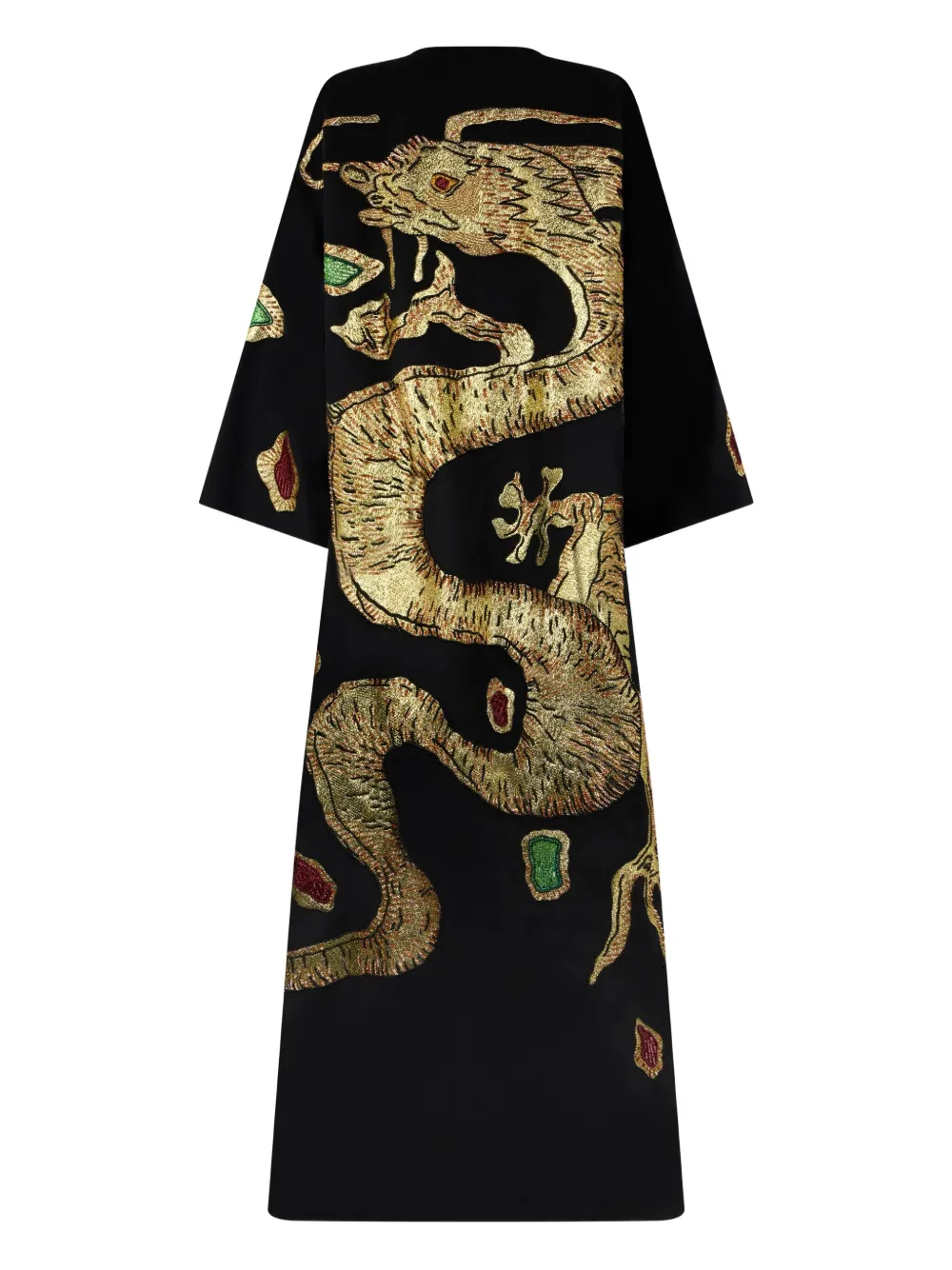Valentino Dragon-embroidered Cape In Black