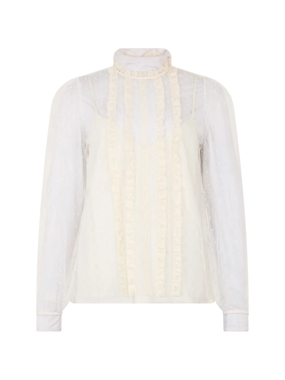 Valentino Garavani lace high-neck shirt - Bianco