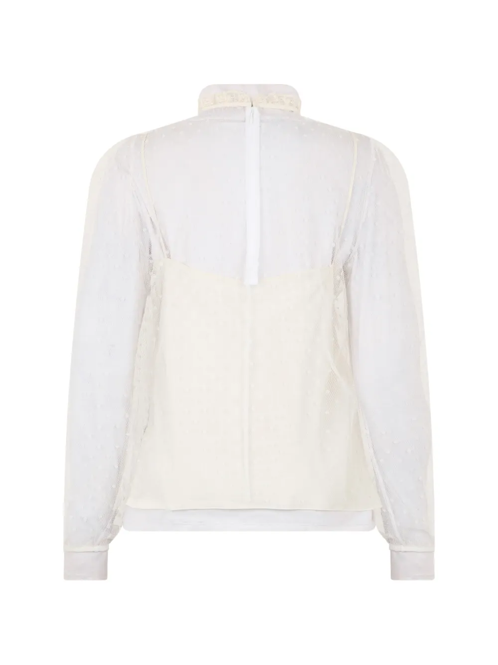 RED Valentino Blouse met hoge hals en kant Wit