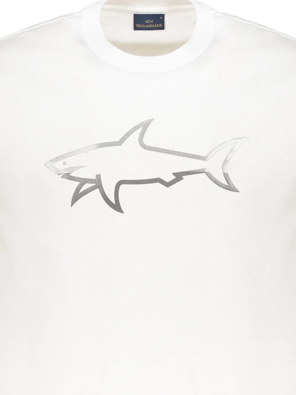 Shop Paul & Shark Reflective Shark-print Cotton T-shirt In White