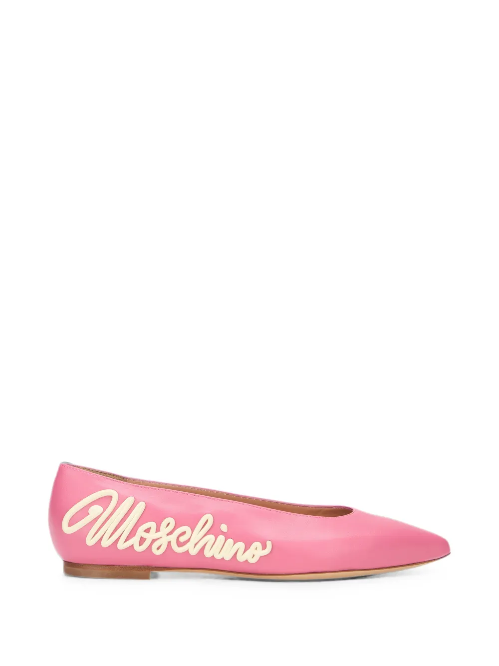 Moschino logo-patch pointed-toe ballet flats - Rosa
