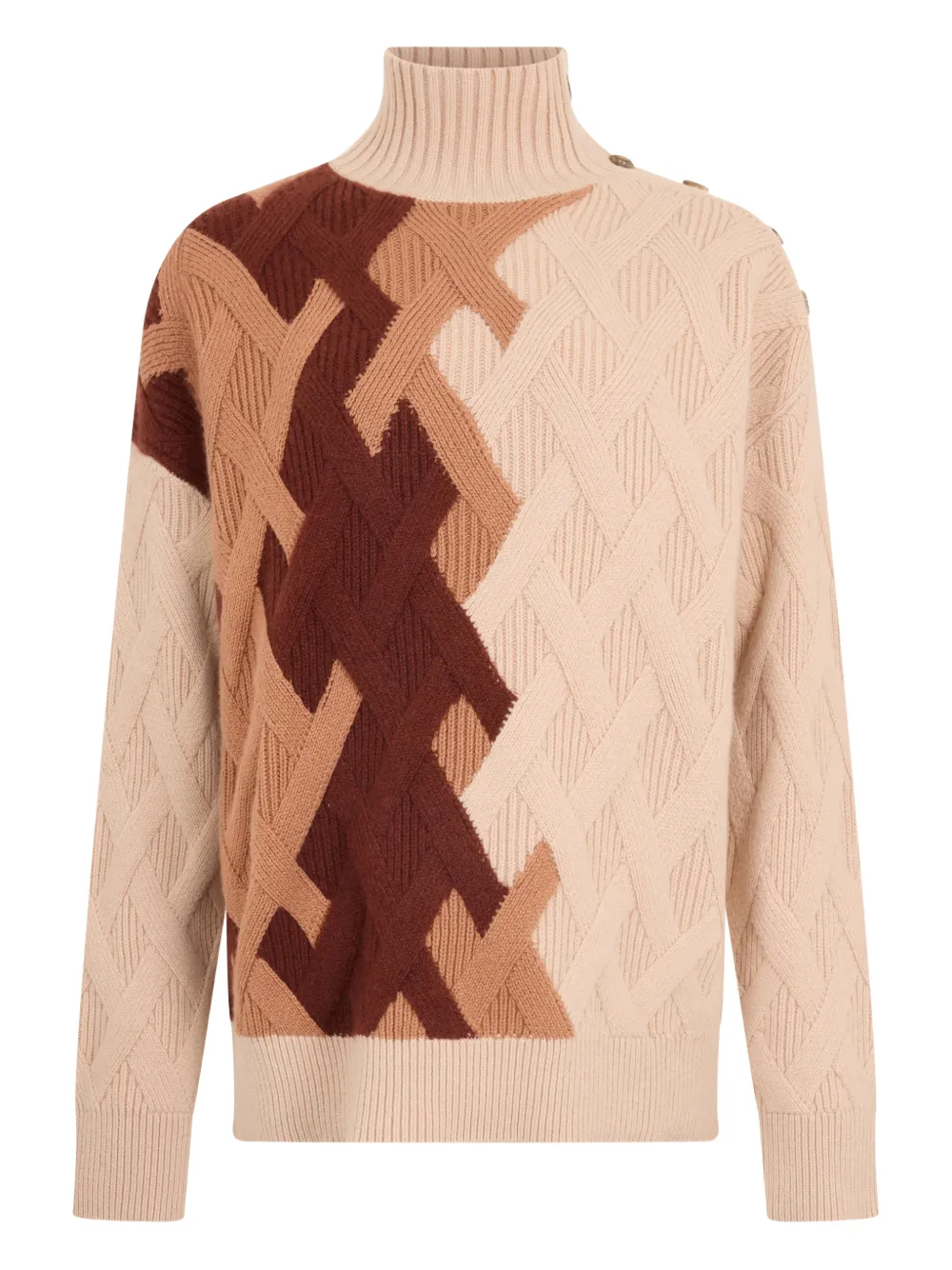 Malo buttoned-shoulder patterned sweater - Neutrals