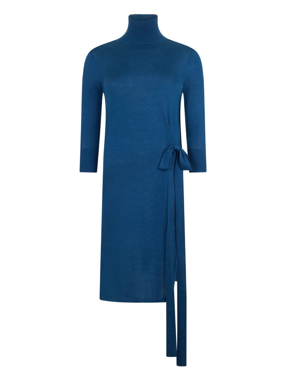 Malo tie-detail roll-neck midi dress - Blu