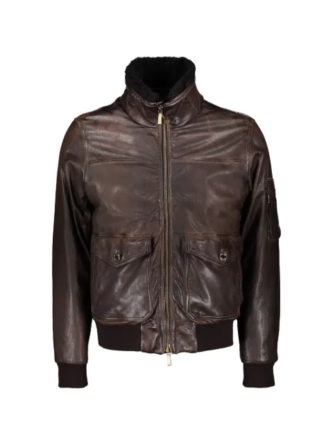Moorer shearling-collar leather bomber jacket