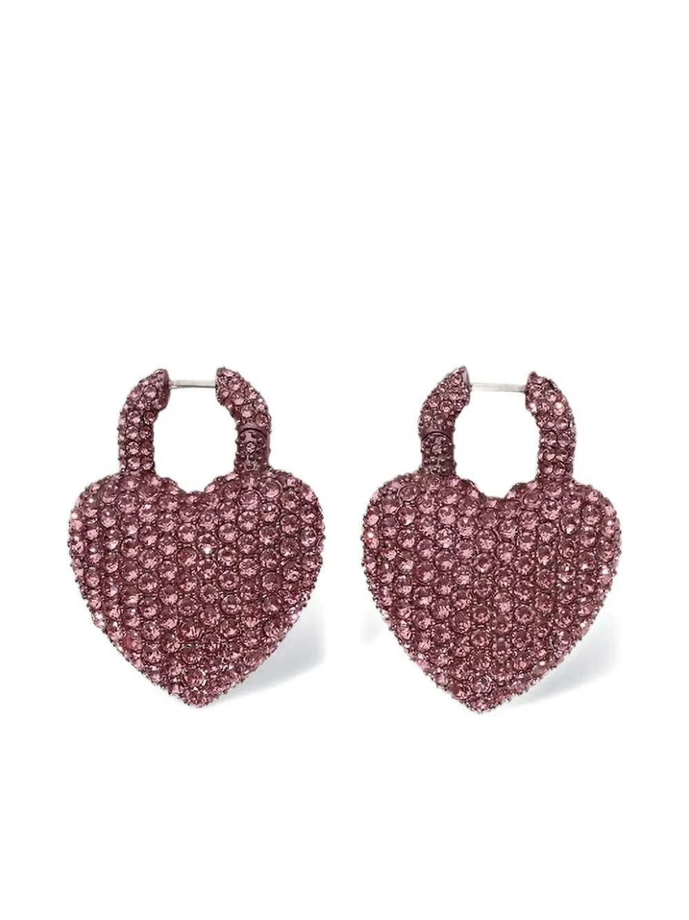 Balenciaga Minnie XL heart-shaped crystal-embellished earrings | Pink | Image 1