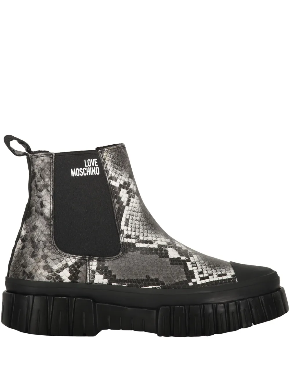 Love Moschino python-print boots Grey